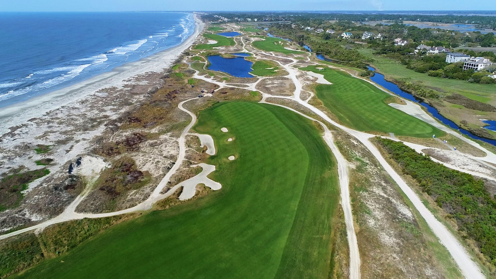 Aerial oceanfront property view